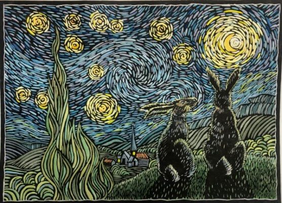 annemie-odendaal-handpainted-linocut-van-gogh-starry-night-bunny.jpg